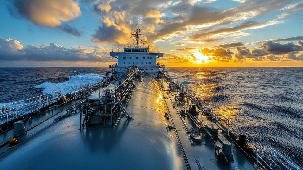 A stainless steel tank securely mounted on a ship deck