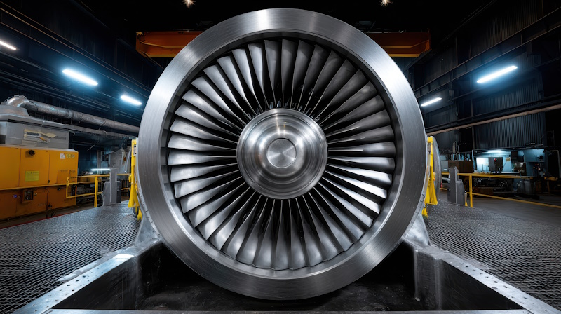 jet engine turbine in industrial factory