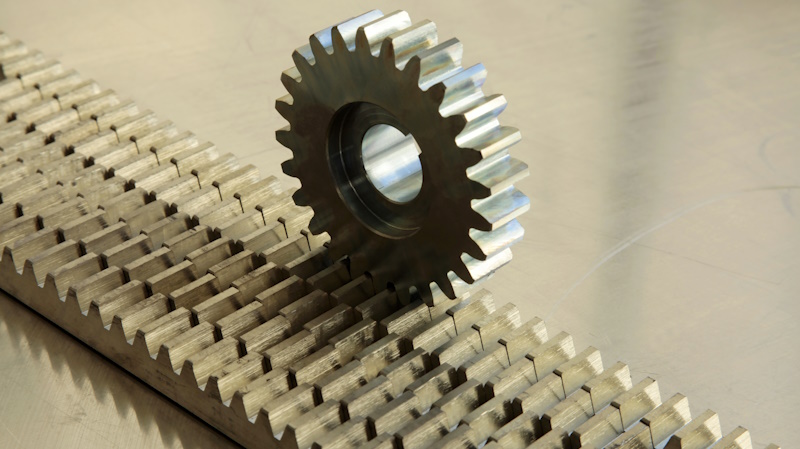 forged steel gear wheel on rail