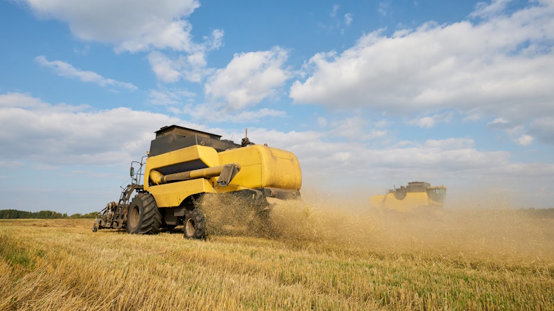 Large yellow combine harvester Large yellow combine harvester