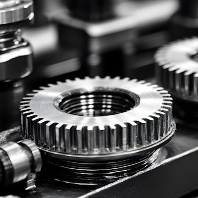 Close up of precise metal gears