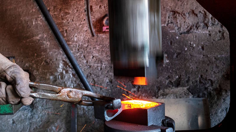 Forging Hot Metal with Power Hammer