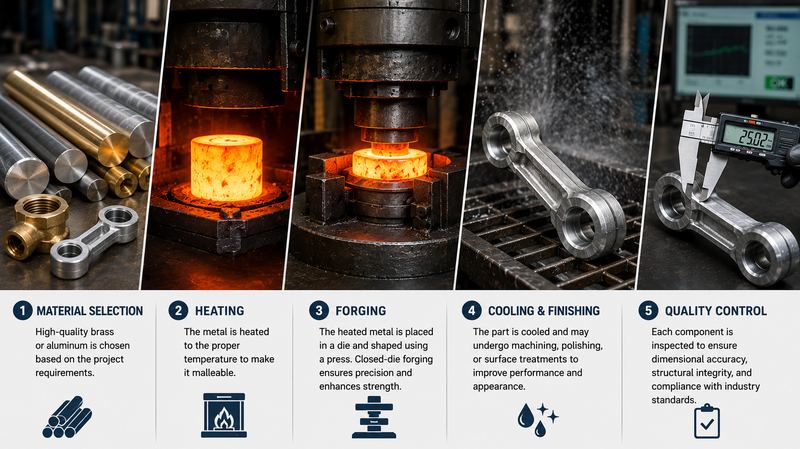 Brass Aluminum Forging Process Infographic Brass Aluminum Forging Process Infographic